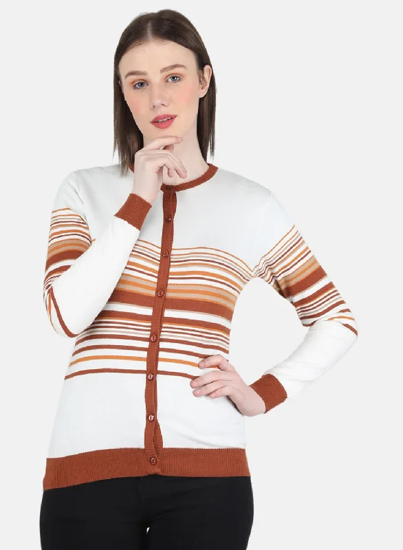 Casual SweatersWomen White Stripe Cardigan