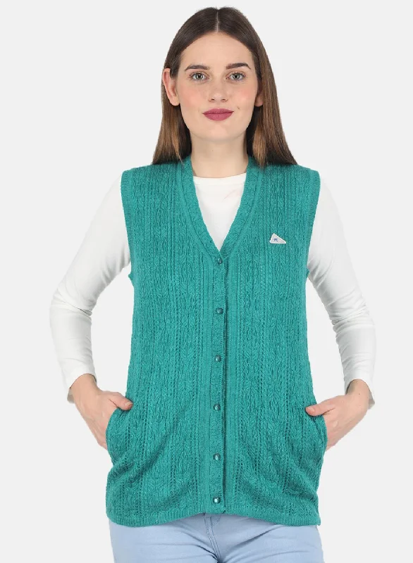 Crewneck SweatersWomen Green Self design Cardigan