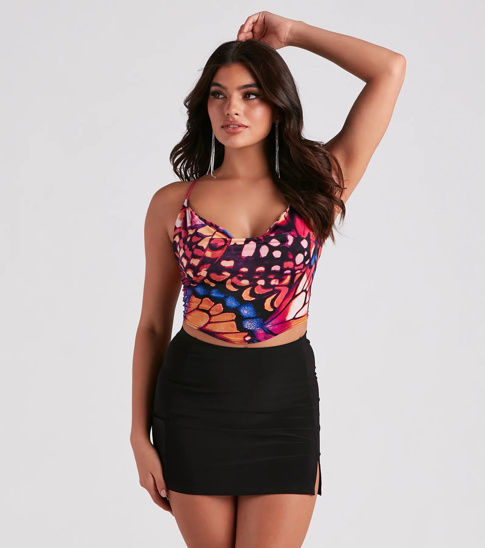 women's tops for those who want to add a pop of color to their outfitsButterfly Babe Printed Crop Top