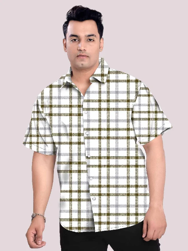 women's tops in solid colorsTraditional Ornament Checkered Plus Size Half Shirt