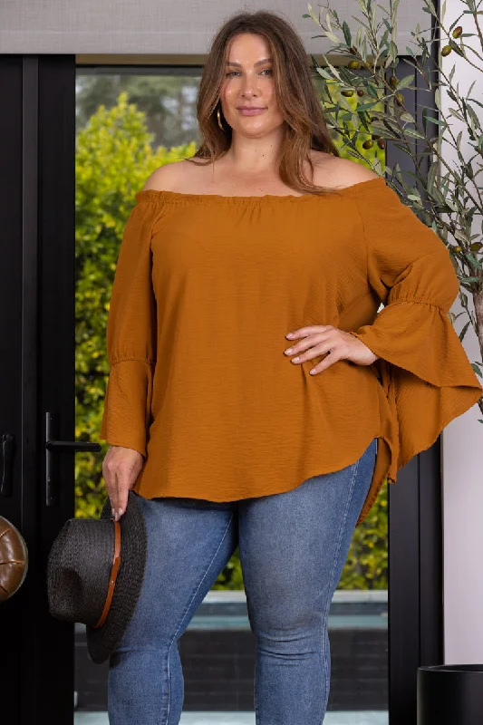 elegant women's topsPOET BLOUSE OFF SHOULDER PLUS SIZE TOP T6473