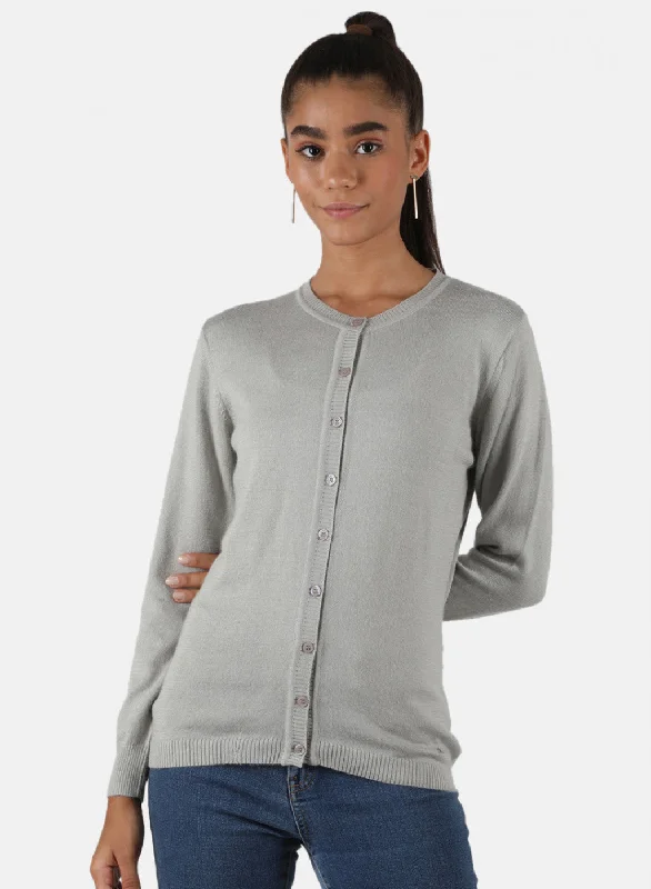 Wholesale SweatersWomen Grey Solid Cardigan