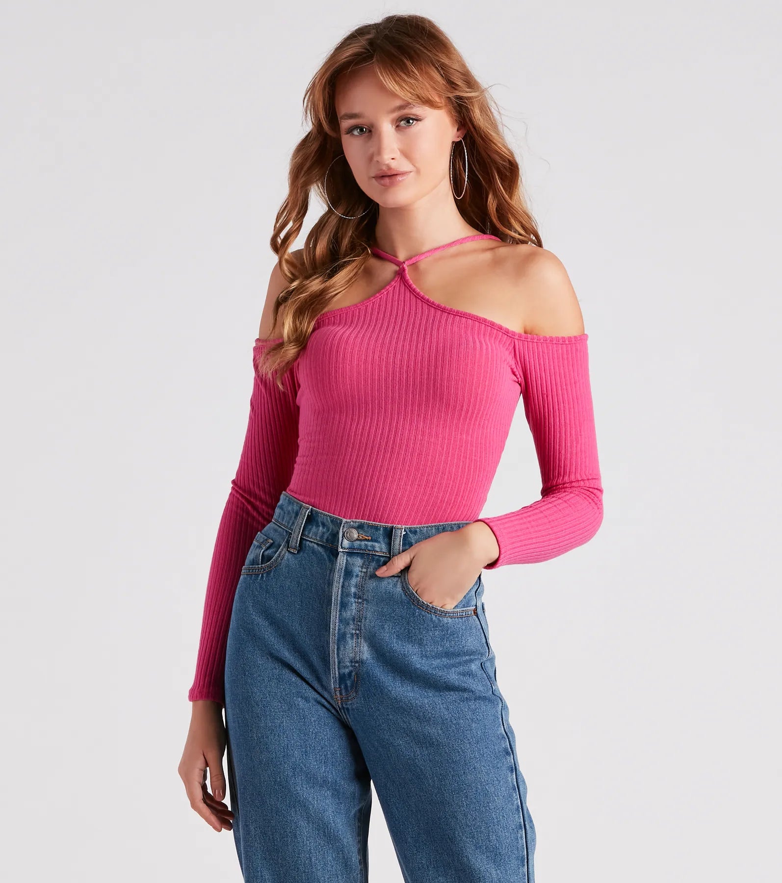 women's tops for glamorous eveningsGimme The Cold Shoulder Rib Knit Top