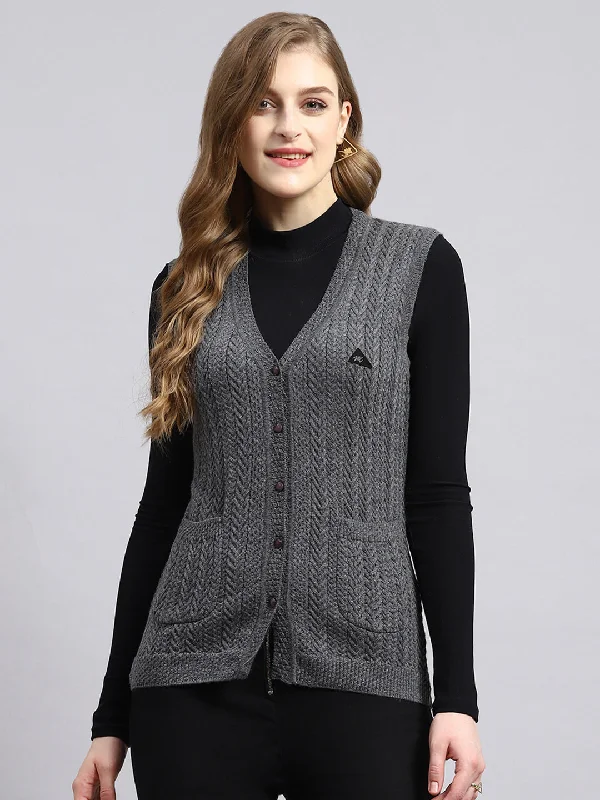 Cardigan Baby SweatersWomen Grey Self Cardigan