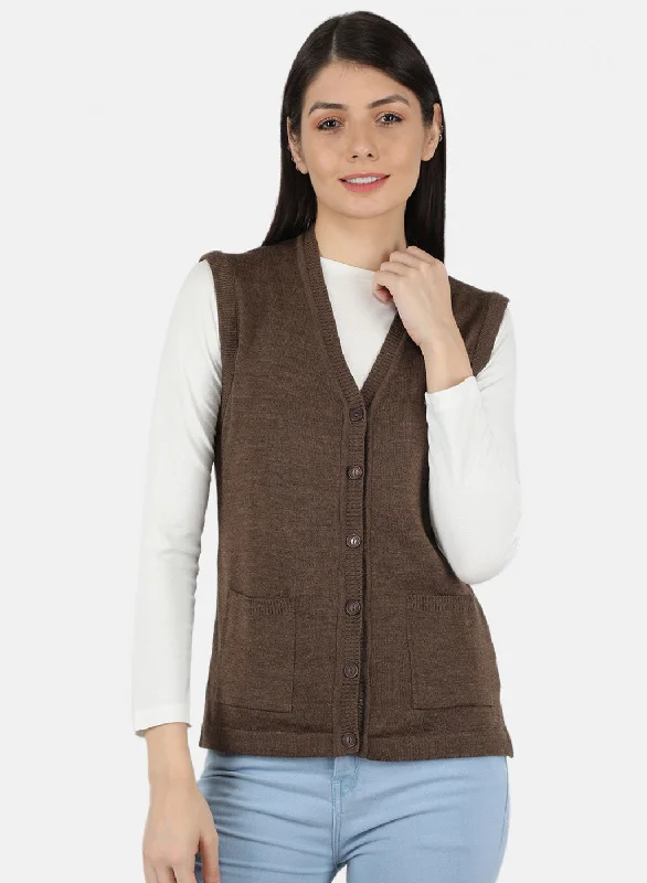 Cashmere SweatersWomen Brown Solid Cardigan