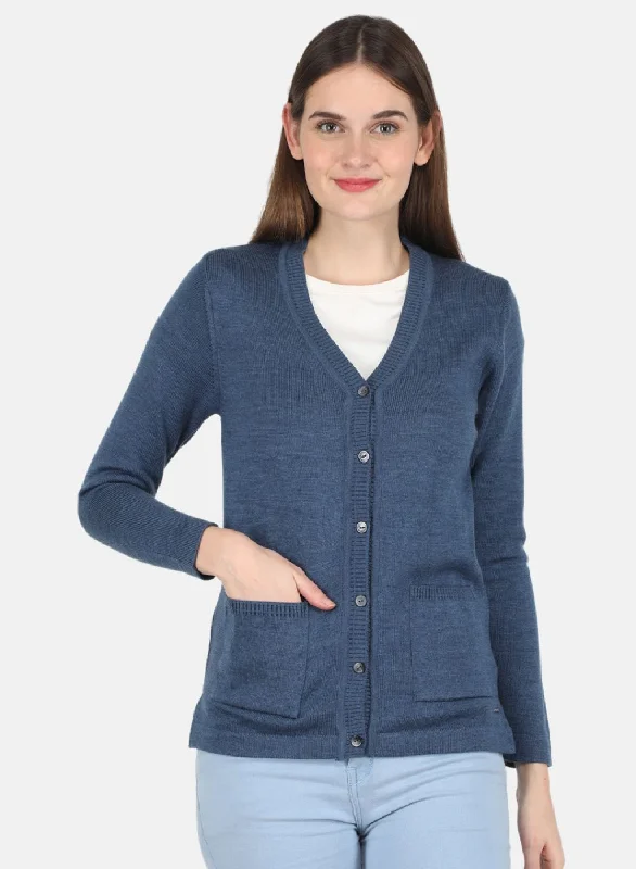 Soft SweatersWomen Blue Solid Cardigan