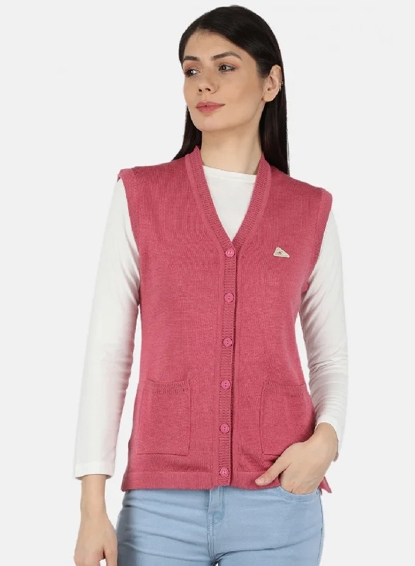 Colorful Comfortable Casual SweatersWomen Pink Solid Cardigan