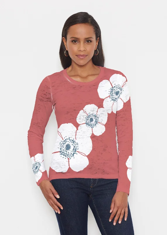 women's tops for those who want to make a fashion statementPoppy Red (7015) ~ Signature Long Sleeve Crew Shirt