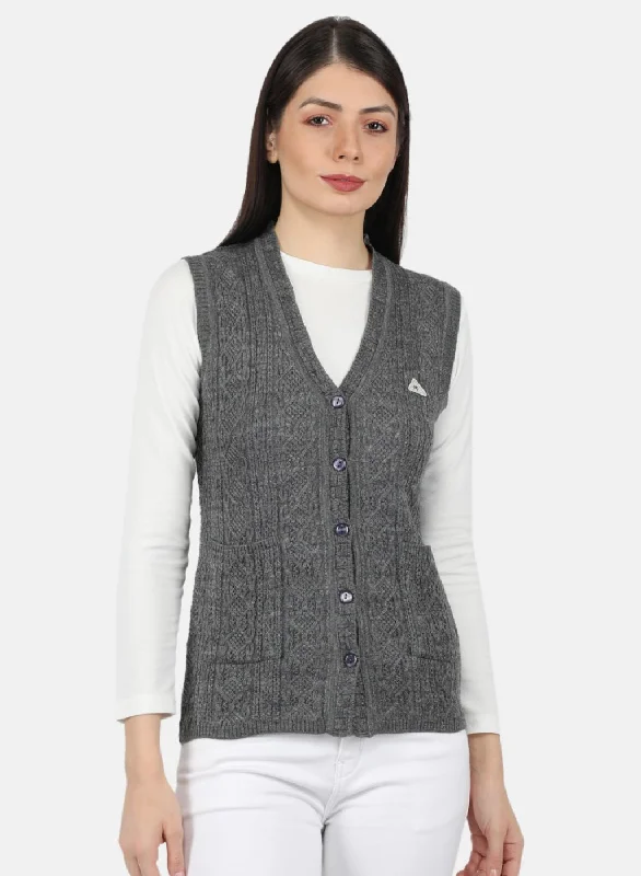 Oversized Cardigan SweatersWomen Grey Self Design Cardigan