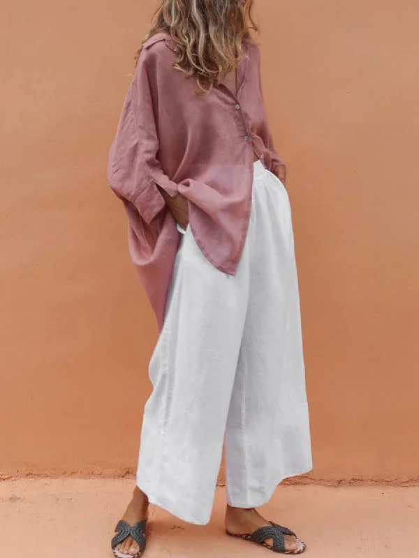 women's tops for those who love to dress up their casual looks with stylish topsCasual Shirt Trousers Solid Color Loose Suit