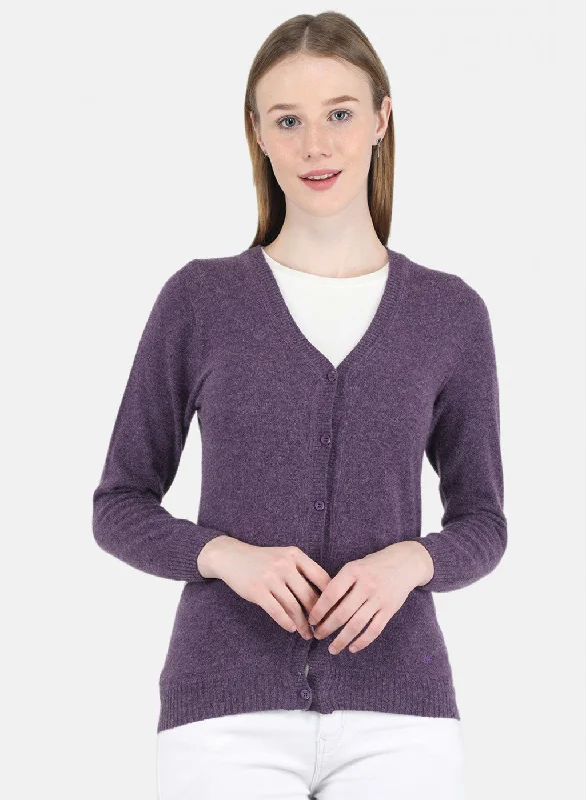 Dressy SweatersWomen Purple Solid Cardigan