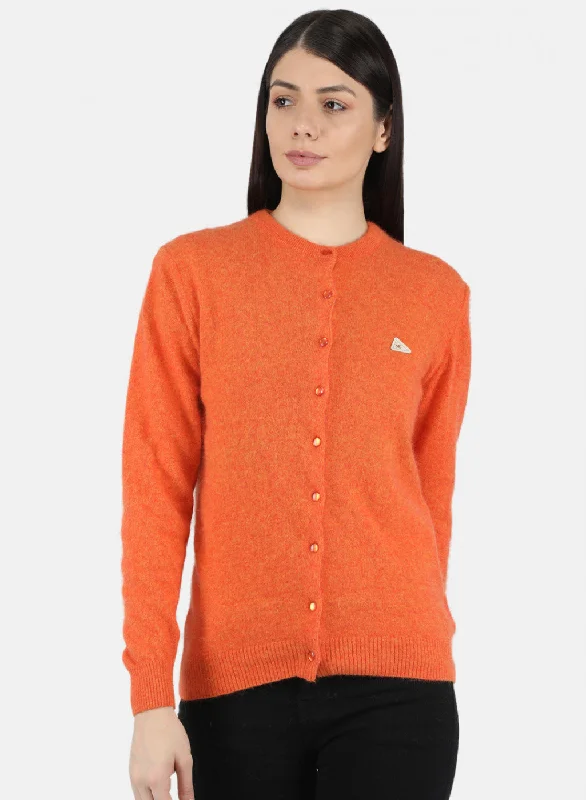 Quick-Dry Wool SweatersWomen Orange Solid Cardigan