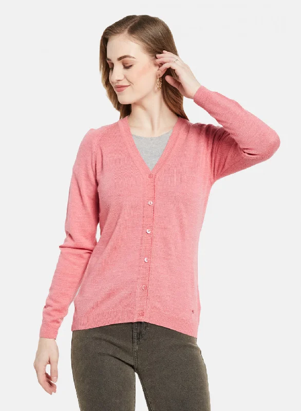 Trendy SweatersWomen Pink Solid Cardigan