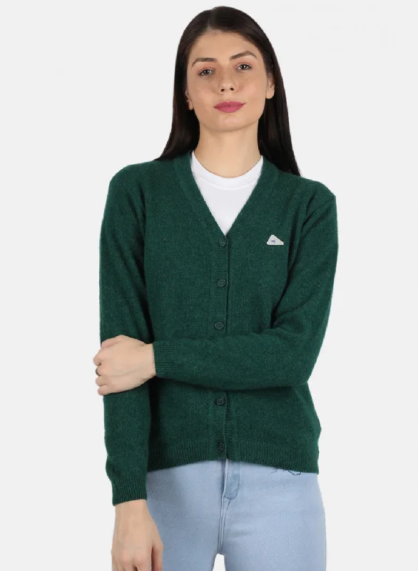 Baby SweatersWomen Green Solid Cardigan