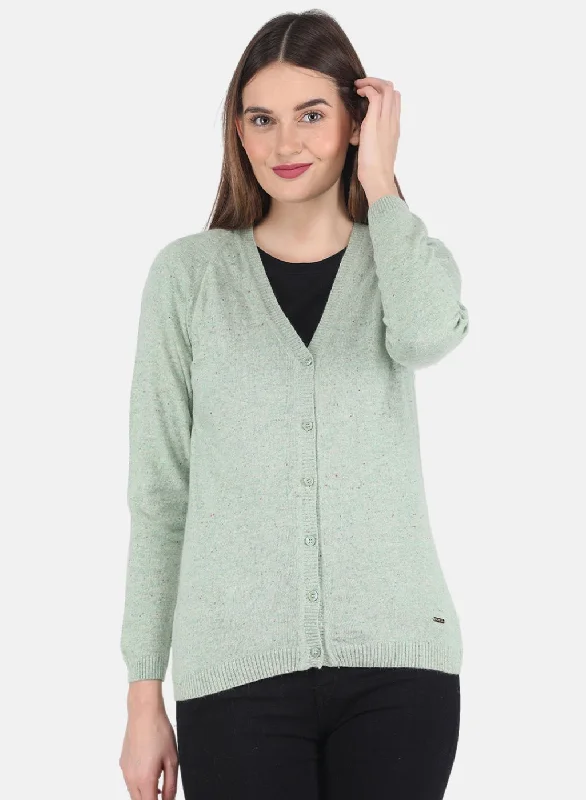 Luxurious SweatersWomen Light Green Solid Cardigan