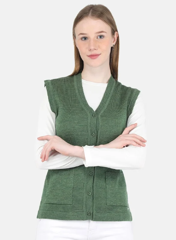 High-Quality Wool SweatersWomen Olive Solid Cardigan