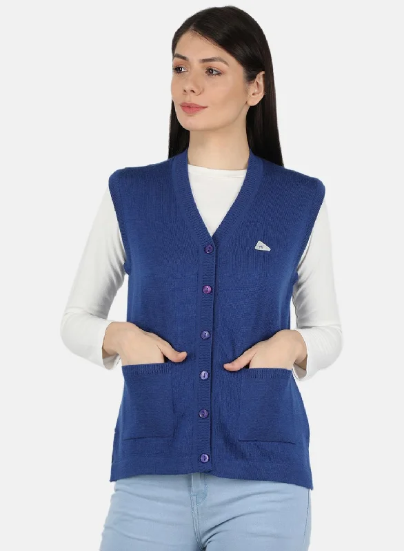 Extra-Large Flannel-Lined SweatersWomen Blue Solid Cardigan